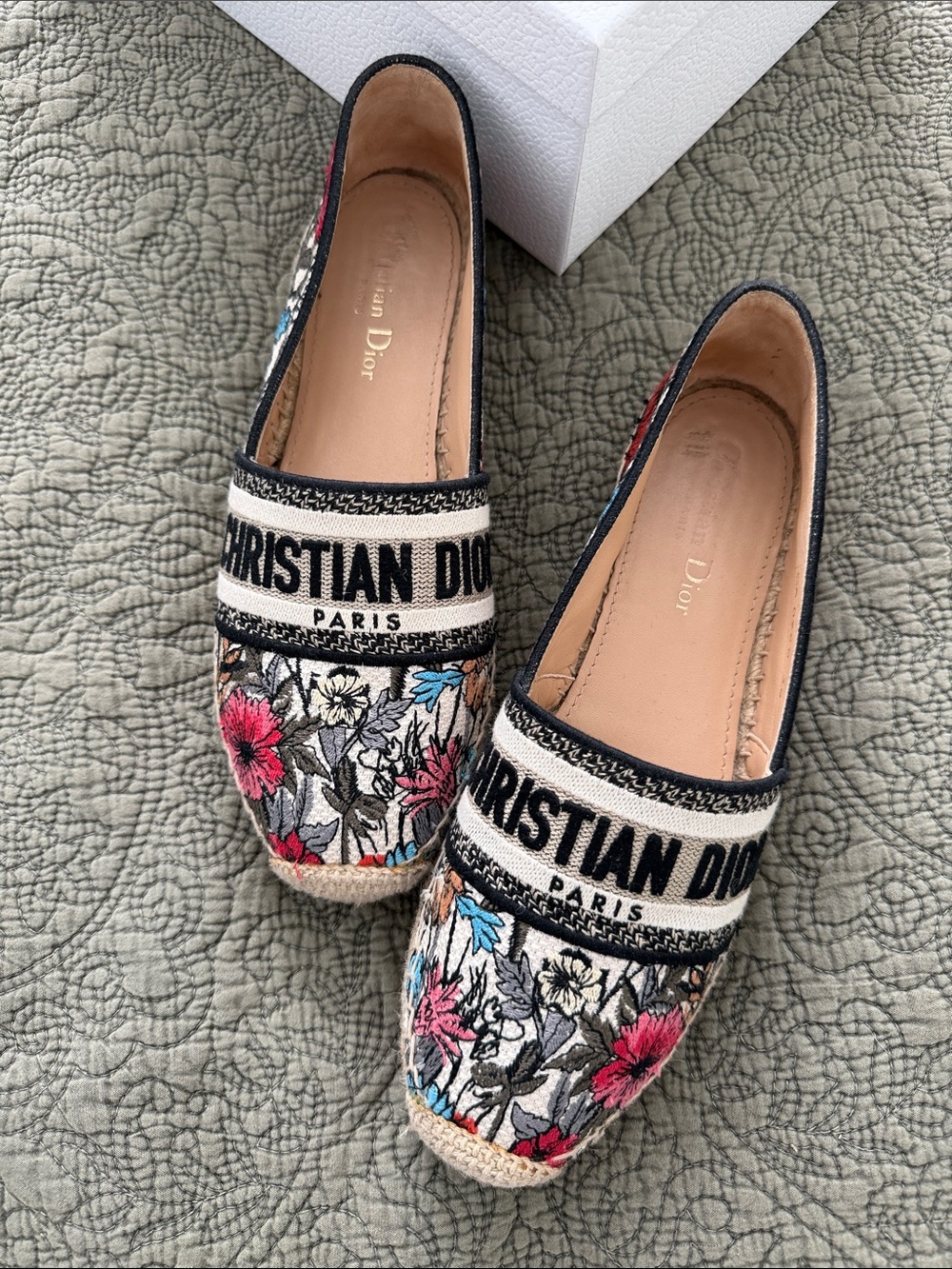 Dior Women's Floral Embroidered Espadrilles in Multicolor Size 39 / 9 US